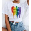 Rainbow Letter Print Casual T-Shirt - Modakawa modakawa