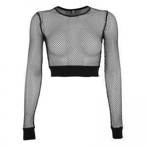 Chic See Through Hollow Out Mesh Crochet Crop Top - Modakawa Modakawa